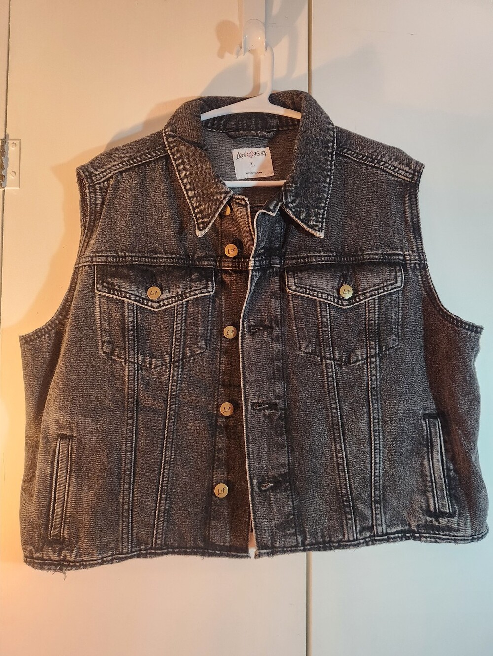 Women's Washed Black Denim Vest